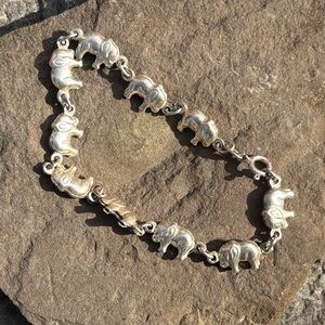 Elephant Link Silver Bracelet - Women's Jewelry